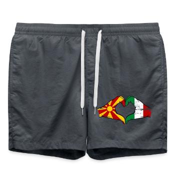 Montenegro Italy Flag Hands Heart Shape Used - Swim Trunks - anthracite - Front - AI Model Male 185 light (185cm)