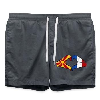 Montenegro Frankreich Flagge Hände Herzform used - Badeshorts - Anthrazit - Vorne - AI Model Male 185 light (185cm)