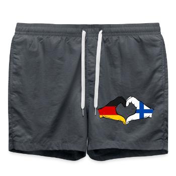 Germany Finland Flag Hands Heart Shape - Swim Trunks - anthracite - Front - AI Model Male 185 light (185cm)