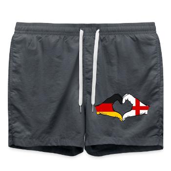 Germany England Flag Hands Heart Shape - Swim Trunks - anthracite - Front - AI Model Male 185 light (185cm)