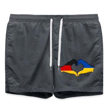 Deutschland Ukraine Flagge Hände Herzform - Badeshorts - Anthrazit - Vorne - AI Model Male 185 light (185cm)