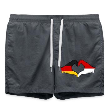 Deutschland Monaco Flagge Haende Herzform - Badeshorts - Anthrazit - Vorne - AI Model Male 185 light (185cm)