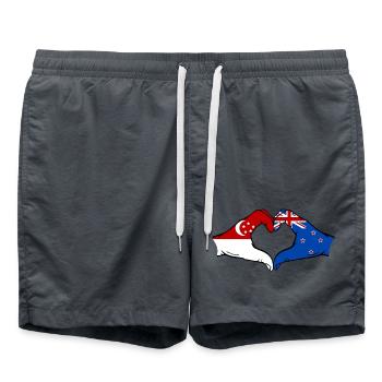 Singapore New Zealand Flag Hands Heart Shape - Swim Trunks - anthracite - Front - AI Model Male 185 light (185cm)