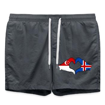 Singapur Island Flagge Hände Herzform - Badeshorts - Anthrazit - Vorne - AI Model Male 185 light (185cm)