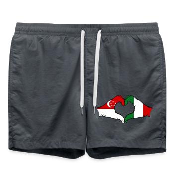 Singapore Italy Flag Hands Heart Shape - Swim Trunks - anthracite - Front - AI Model Male 185 light (185cm)