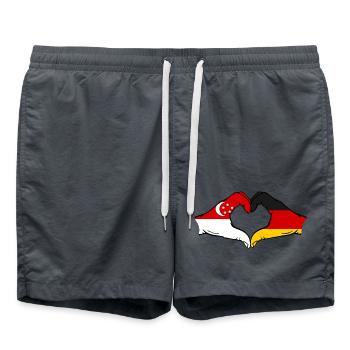Singapore Germany Flag Hands Heart Shape - Swim Trunks - anthracite - Front - AI Model Male 185 light (185cm)