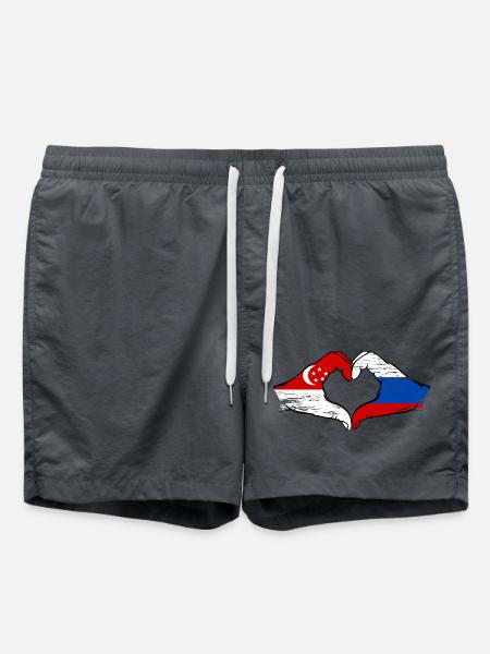 Singapur Russland Flagge Hände Herzform used - Badeshorts - Anthrazit