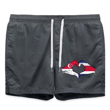 Singapur Costa Rica Flagge Hände Herzform used - Badeshorts - Anthrazit - Vorne - AI Model Male 185 light (185cm)