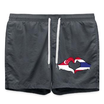 Singapur Thailand Flagge Hände Herzform used - Badeshorts - Anthrazit - Vorne - AI Model Male 185 light (185cm)