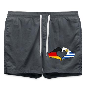 Germany Uruguay Flag Hands Heart Shape - Swim Trunks - anthracite - Front - AI Model Male 185 light (185cm)