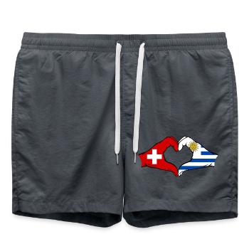 Suisse Uruguay Drapeau Mains Coeur Forme - Short de bain - charbon - Devant - AI Model Male 185 light (185cm)