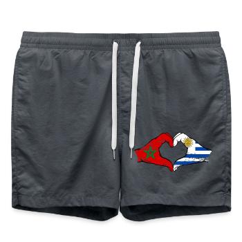 Marokko Uruguay Flagge Hände Herzform used - Badeshorts - Anthrazit - Vorne - AI Model Male 185 light (185cm)
