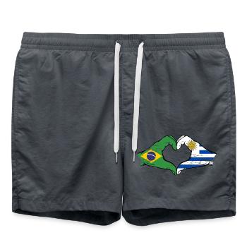 Brasilien Uruguay Flagge Hände Herzform used - Badeshorts - Anthrazit - Vorne - AI Model Male 185 light (185cm)