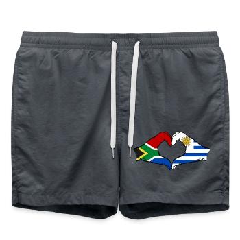 Südafrika Uruguay Flagge Hände Herzform - Badeshorts - Anthrazit - Vorne - AI Model Male 185 light (185cm)