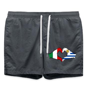 Italy Uruguay Flag Hands Heart Shape - Swim Trunks - anthracite - Front - AI Model Male 185 light (185cm)
