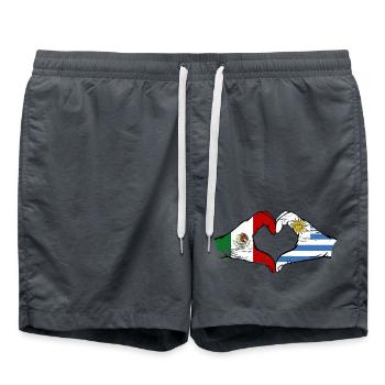 Mexique Uruguay drapeau mains forme de coeur utilisé - Short de bain - charbon - Devant - AI Model Male 185 light (185cm)