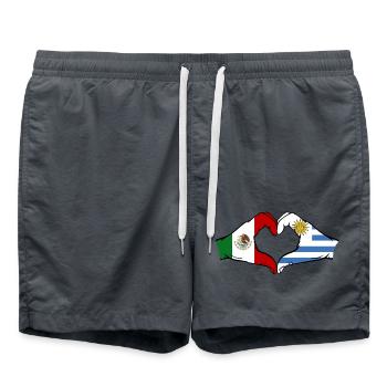 Mexique Uruguay drapeau mains forme de coeur utilisé - Short de bain - charbon - Devant - AI Model Male 185 light (185cm)
