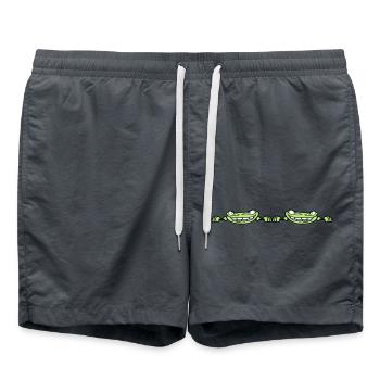2 amis duo couple équipe cacher le texte du cadre - Short de bain - charbon - Devant - AI Model Male 185 light (185cm)