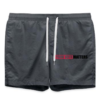 your vote matters quote - Swim Trunks - anthracite - Front - AI Model Male 185 light (185cm)