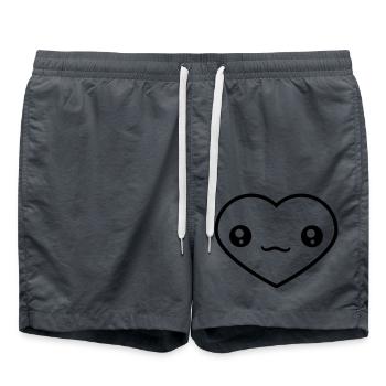 heart heart face sweet cute head shape lie - Swim Trunks - anthracite - Front - AI Model Male 185 light (185cm)