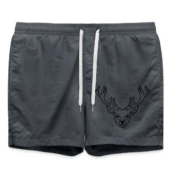 suess niedlich gesicht wand haengen hirsch geweih - Badeshorts - Anthrazit - Vorne - AI Model Male 185 light (185cm)