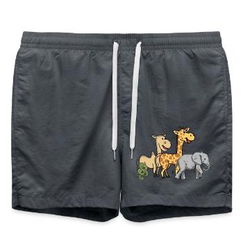 Africa, Wildlife, Elephant, Giraffe, Camel, Snake - Swim Trunks - anthracite - Front - AI Model Male 185 light (185cm)