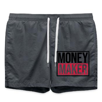 Logo Money Maker Schild - Badeshorts - Anthrazit - Vorne - AI Model Male 185 light (185cm)