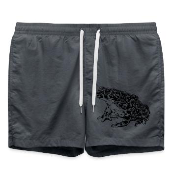 Krötenfrosch Grafik Aquatische Amphibienfrosch Liebhaber - Badeshorts - Anthrazit - Vorne - AI Model Male 185 light (185cm)