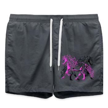 Heavenly Wild Horses Stallion Rider Rider Horses - Swim Trunks - anthracite - Front - AI Model Male 185 light (185cm)
