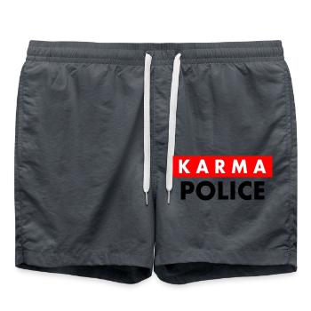 Karma police - Short de bain - charbon - Devant - AI Model Male 185 light (185cm)