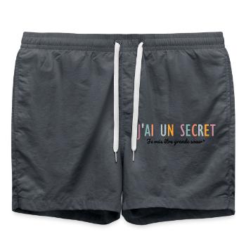 I have a secret, I'm going to be a big sister - Swim Trunks - anthracite - Front - AI Model Male 185 light (185cm)