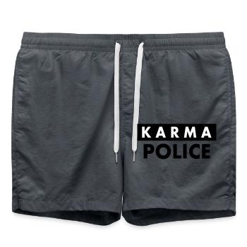Karma police - Short de bain - charbon - Devant - AI Model Male 185 light (185cm)