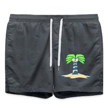 Palm Tree Island Tree Beach Holiday Coconut Sea Cool - Swim Trunks - anthracite - Front - AI Model Male 185 light (185cm)