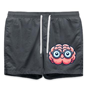 brain comic nerd - Swim Trunks - anthracite - Front - AI Model Male 185 light (185cm)