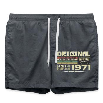January 1971 | January 1971 Birthday Gift - Swim Trunks - anthracite - Front - AI Model Male 185 light (185cm)