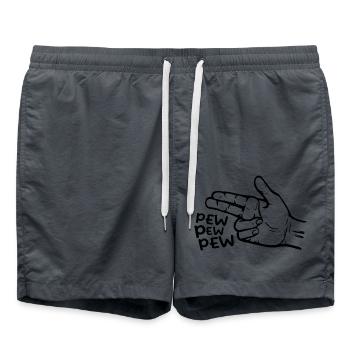 Funny Pew Pew Tees Pretend Hand Gun Noise | Gamer - Swim Trunks - anthracite - Front - AI Model Male 185 light (185cm)