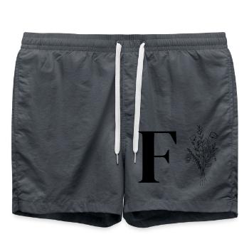 Lette f fleurs minimalistes - Short de bain - charbon - Devant - AI Model Male 185 light (185cm)