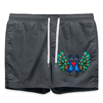 Peacock Bird Couple e Valentine's Day - Swim Trunks - anthracite - Front - AI Model Male 185 light (185cm)