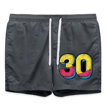 30 Number Colorful - Swim Trunks - anthracite - Front - AI Model Male 185 light (185cm)