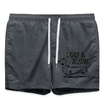 Dackel Low and Slow für einen Hundebesitzer - Badeshorts - Anthrazit - Vorne - AI Model Male 185 light (185cm)
