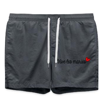 JUST MARRIED. SAINT VALENTIN. EVJF. JE T'AIME - Short de bain - charbon - Devant - AI Model Male 185 light (185cm)