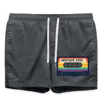 Mixtape 1995 Cassette Rétro Rainbow Vibes Musique - Short de bain - charbon - Devant - AI Model Male 185 light (185cm)