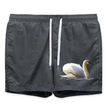 Elegant swan with wing details - Swim Trunks - anthracite - Front - AI Model Male 185 light (185cm)