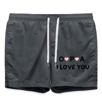 Opa, I Love You – Geschenk für den besten Opa - Badeshorts - Anthrazit - Vorne - AI Model Male 185 light (185cm)