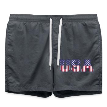 College USA Schriftart Rot Weiß Blau Sterne Und Streifen - Badeshorts - Anthrazit - Vorne - AI Model Male 185 light (185cm)