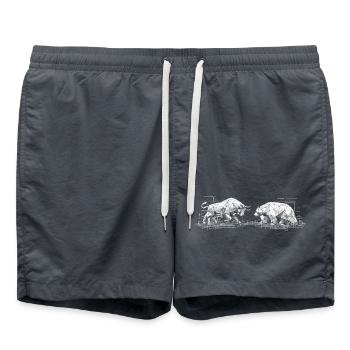 Bull & Bear : Bourse géométrique low-poly - Short de bain - charbon - Devant - AI Model Male 185 light (185cm)