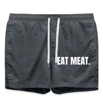 EAT MEAT | Carnivore T-Shirt | Steak Statement - Swim Trunks - anthracite - Front - AI Model Male 185 light (185cm)