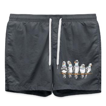 Fünf lustige Tauben Stadttauben Brieftauben Vogel  - Badeshorts - Anthrazit - Vorne - AI Model Male 185 light (185cm)