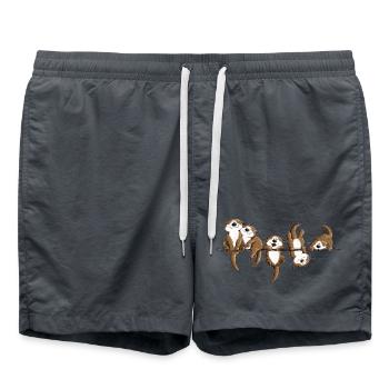 Otter Team Wildtiere Freundschaft Tierhumor - Badeshorts - Anthrazit - Vorne - AI Model Male 185 light (185cm)
