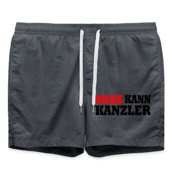 Merz kann kanzler - Badeshorts - Anthrazit - Vorne - AI Model Male 185 light (185cm)